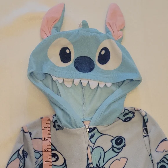 Disney Blue and Pink Stitch Footies One Piece - Picture 3 of 6